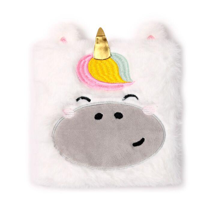 Quaderno con Copertina in Peluche - Unicorno - Animali Dolci - Fluffies