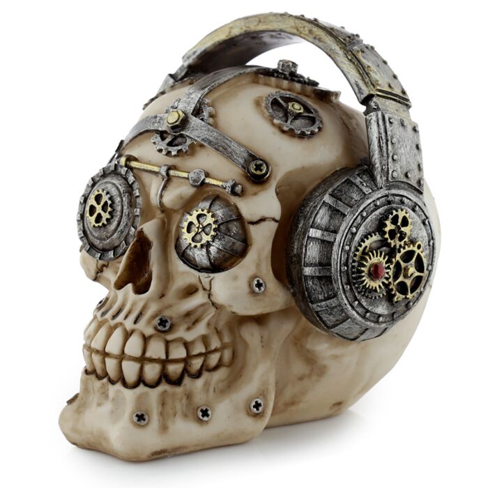 Teschio Decorativo Steam Punk con Cuffie