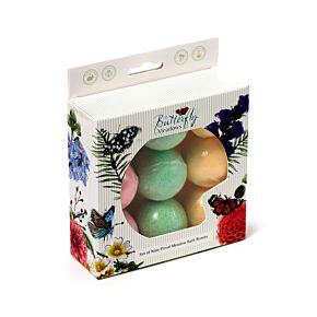 Set di 9 Mini Bombe da Bagno, con Olio di Mandorla - Farfalle - Meadows