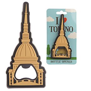 Calamita da Frigo Apribottiglie in PVC - I Love Torino - Mole Antonelliana