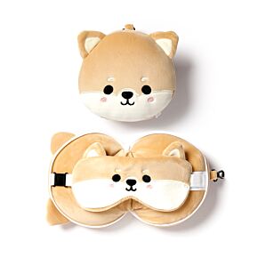 Cuscino da Viaggio con Maschera Relaxeazzz - Cane Shiba - Animali Dolci