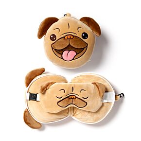 Cuscino da Viaggio con Maschera Relaxeazzz - Pug Carlino