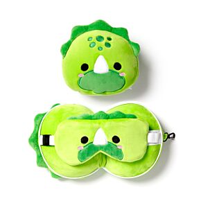 Cuscino da Viaggio con Maschera Relaxeazzz - Dinosauro - Animali Dolci