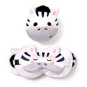 Cuscino da Viaggio con Maschera Relaxeazzz - Bali la Zebra - Animali Dolci