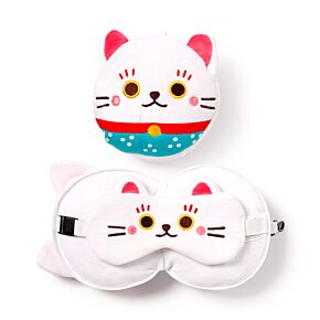 Cuscino da Viaggio con Maschera Relaxeazzz - Gatto Maneki Neko