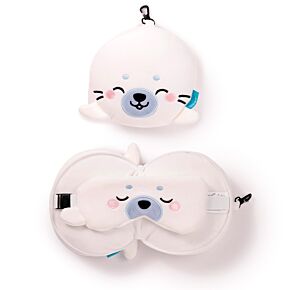 Cuscino da Viaggio con Maschera Relaxeazzz - Kai la Foca - Animali Dolci