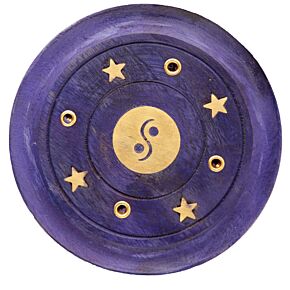 Brucia Incenso Rotondo in Legno Mango - Viola - Yin Yang