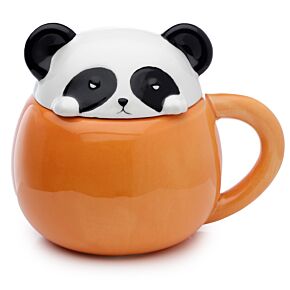 Tazza in Ceramica con Coperchio Sagomato - Panda - Animali Dolci