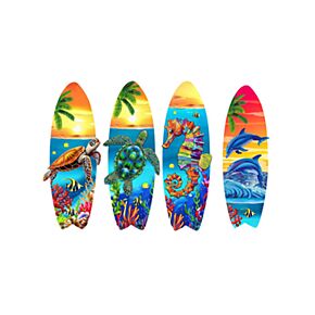 Magnete Stampato in 3D - Lungomare - Forma Surf con Animali Marini Tropicali