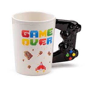 Tazza in Ceramica con Manico a Forma di Controller - Game Over Pixellato