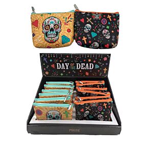 Portamonete in PVC con Cerniera - Teschio Messicano - Day of the Dead