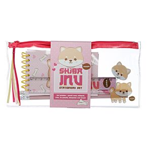 Set per la Scuola (7 pezzi) con Astuccio - Cane Shiba Inu - Animali Dolci