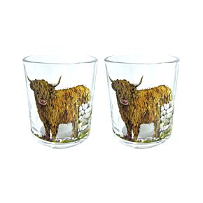 Set di 2 Bicchieri Tumbler in Vetro - Bue Scozzese JAN PASHLEY