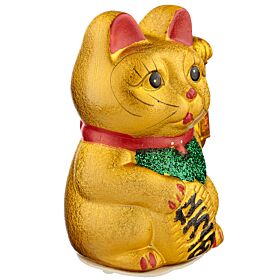 Maneki Neko Gatto che Saluta, Occhi Aperti 17cm