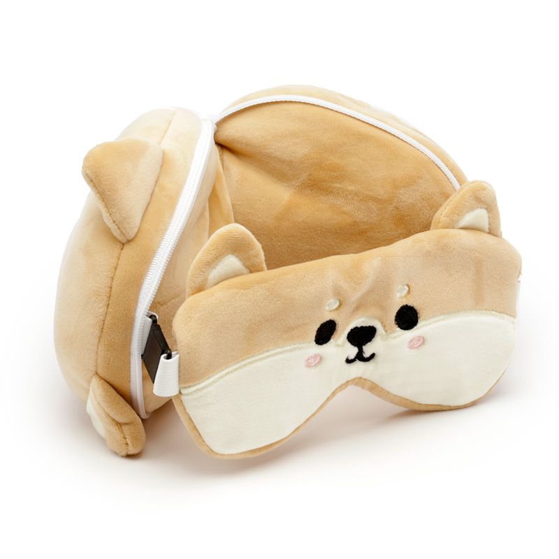 Cuscino da Viaggio con Maschera Relaxeazzz - Cane Shiba - Animali Dolci